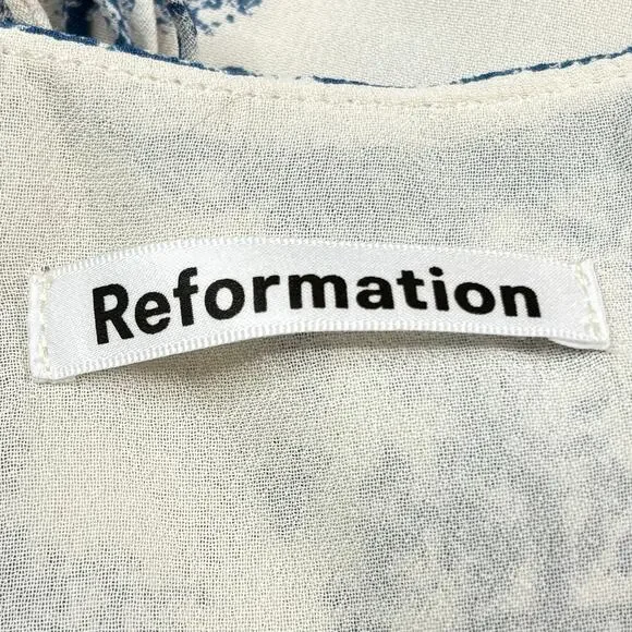 Reformation Kourtney Midi Dress In Pastoral Print Blue White Size 6 - Picture 5 of 6